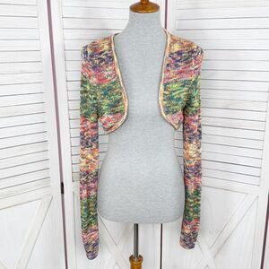 Gabrielle Union‎ Marled Rainbow Knit Shrug Sweater Long Sleeve Multicolor Medium